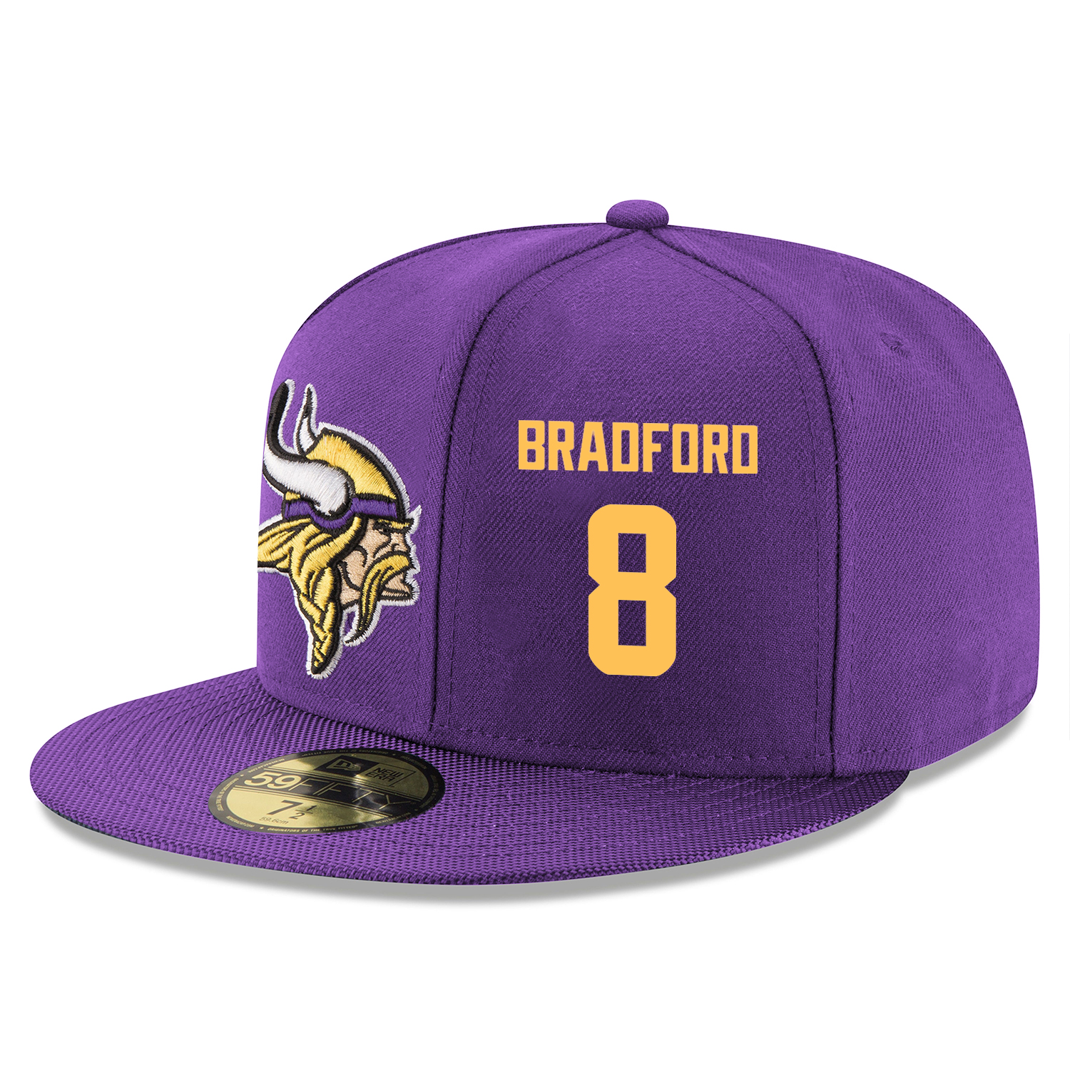 NFL Minnesota Vikings #8 Sam Bradford Stitched Snapback Adjustable Player Hat - Purple/Gold